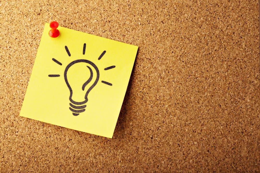 Lightbulb idea on cork board